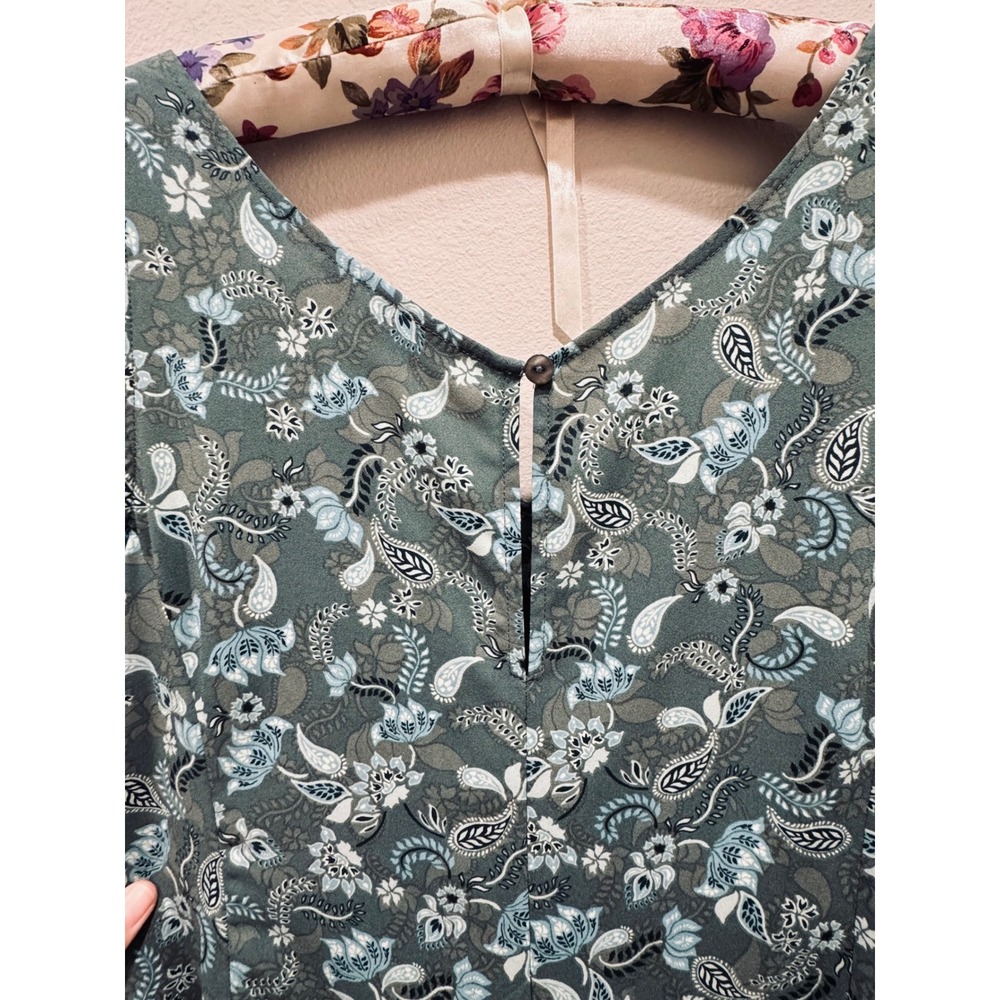 LOGO Lori Goldstein Blue Paisley Floral Wide Leg Sleeveless Jumpsuit Medium Boho - Picture 5 of 8